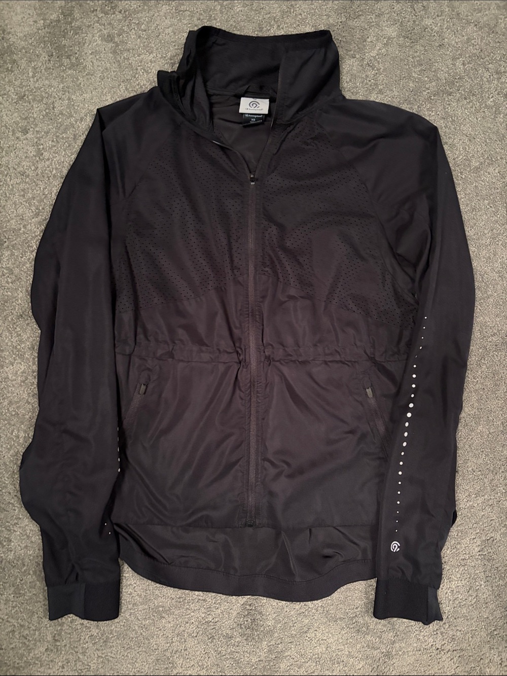 Champion Black Full-Zip Windbreaker with Reflective Dot Accents